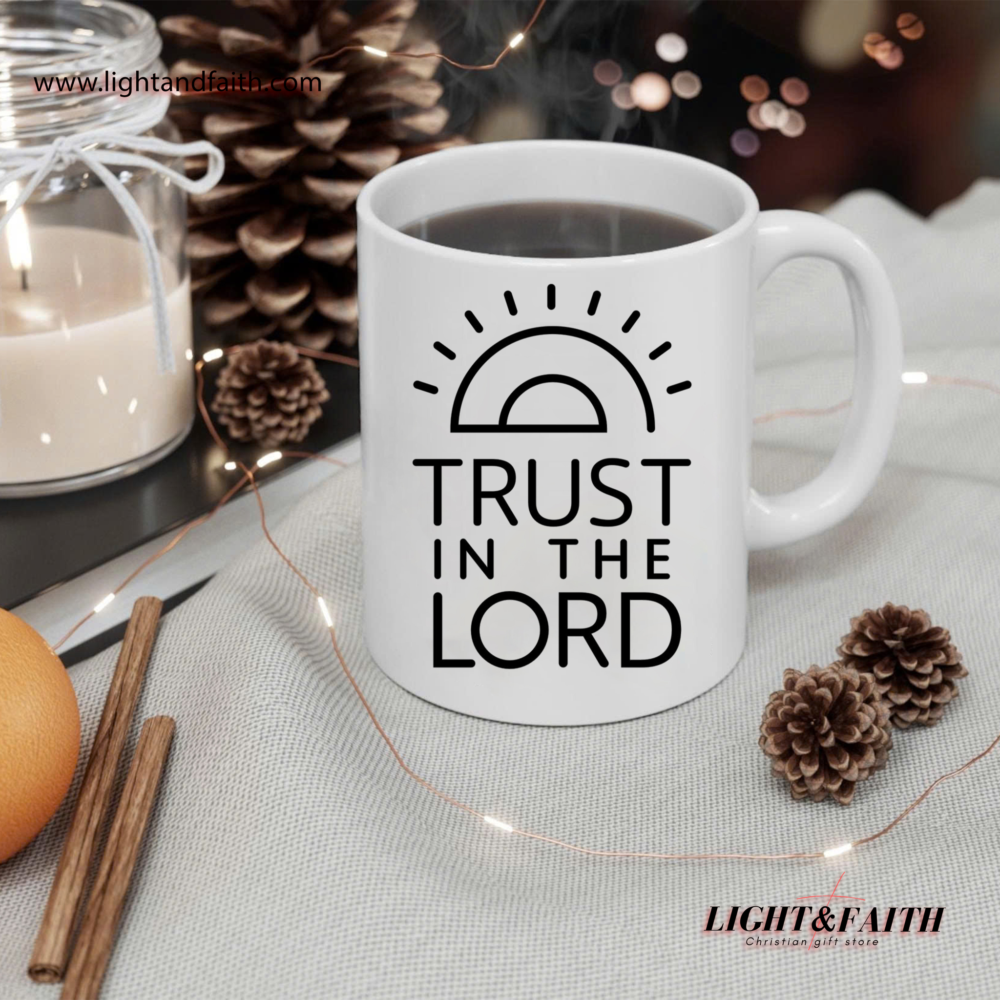 Trust in the Lord Mug – Minimalist Christian Coffee Cup, Encouraging Bible Verse Gift MULAF52